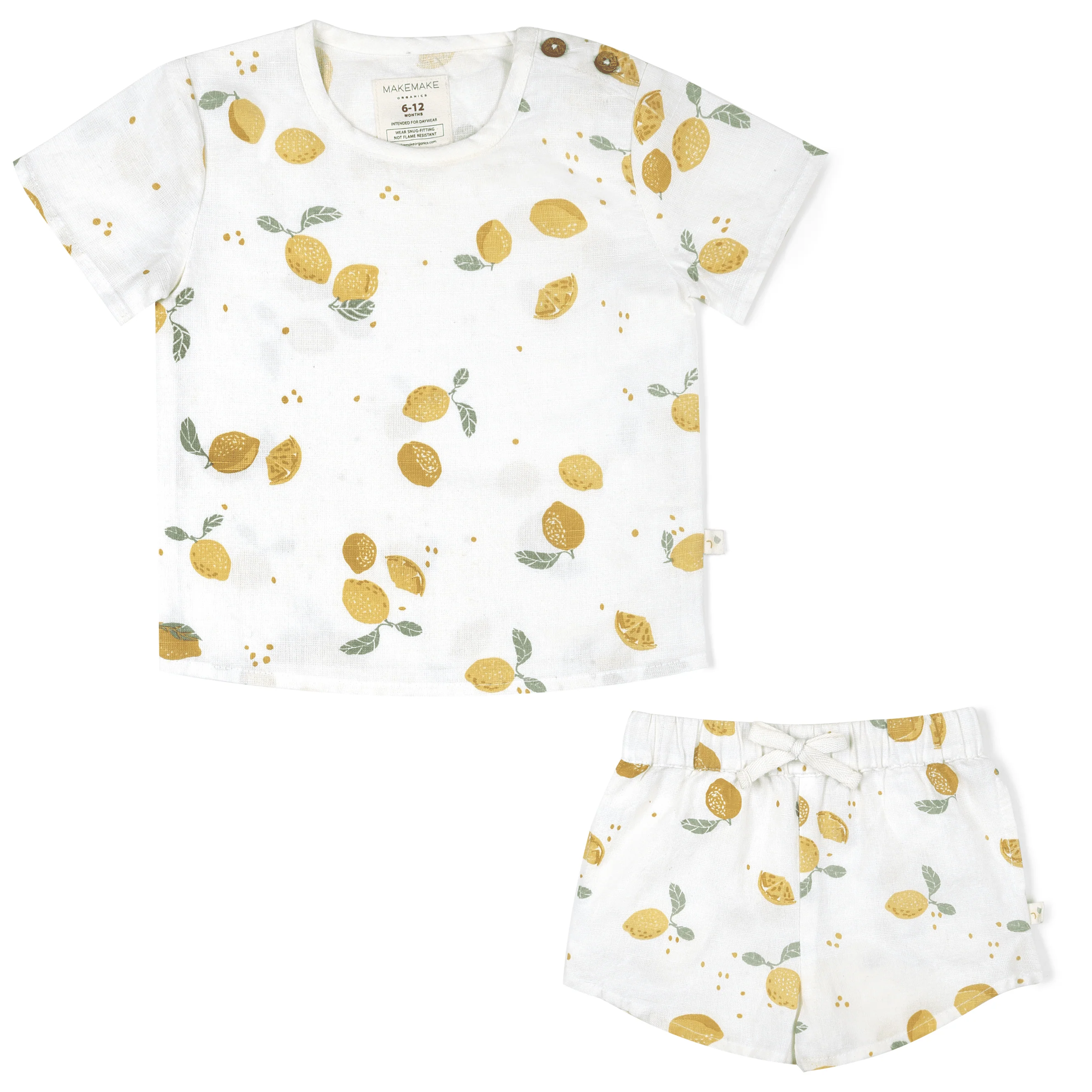 Organic Boys Top and Shorts 2 Piece Set - Citron - Image 3