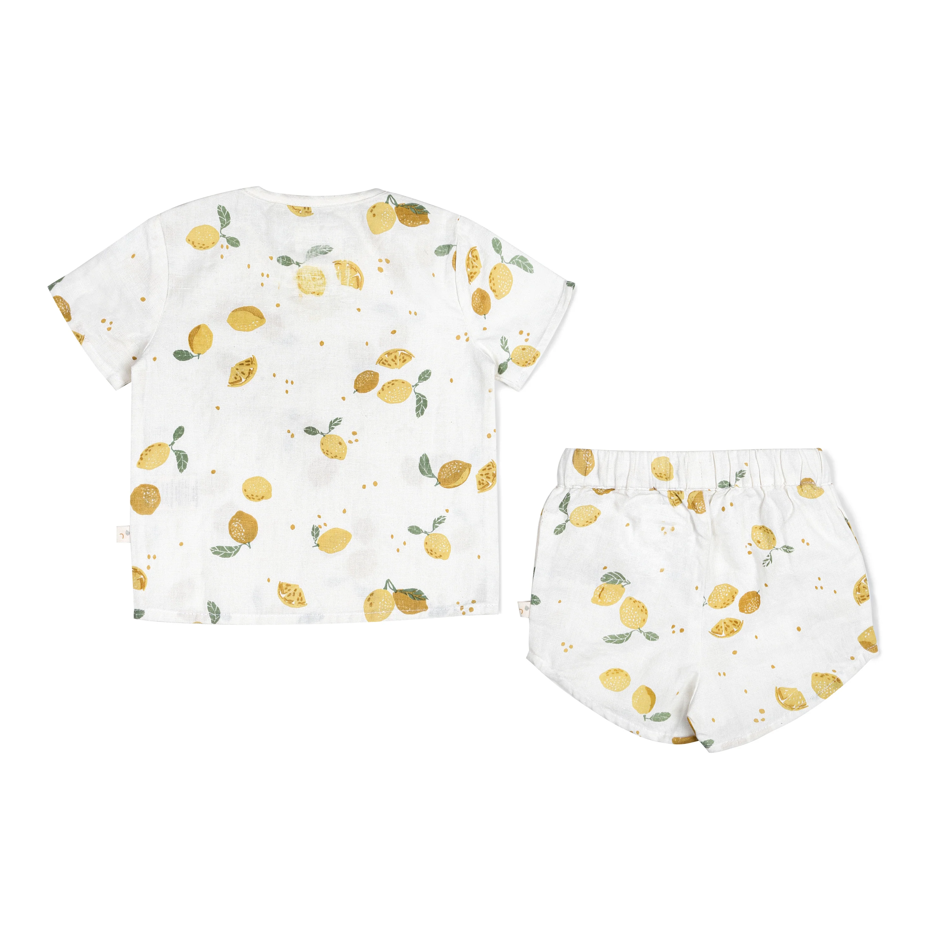 Organic Boys Top and Shorts 2 Piece Set - Citron - Image 4