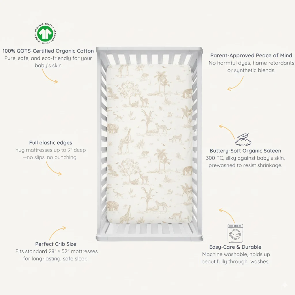 Organic Crib Sheet - Safari - Image 6