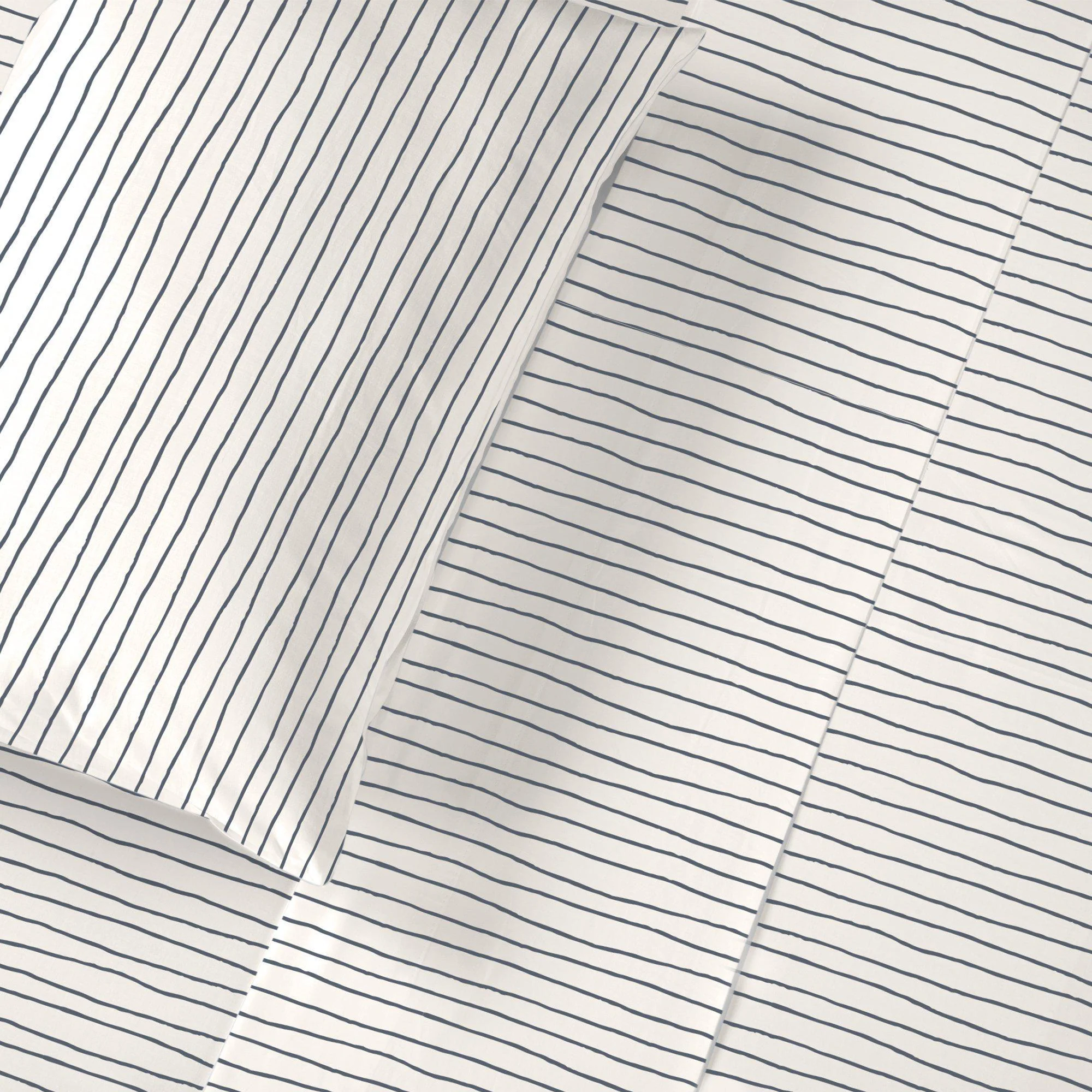 Organic Cotton Sheet Set - Navy Blue Stripes - Image 4