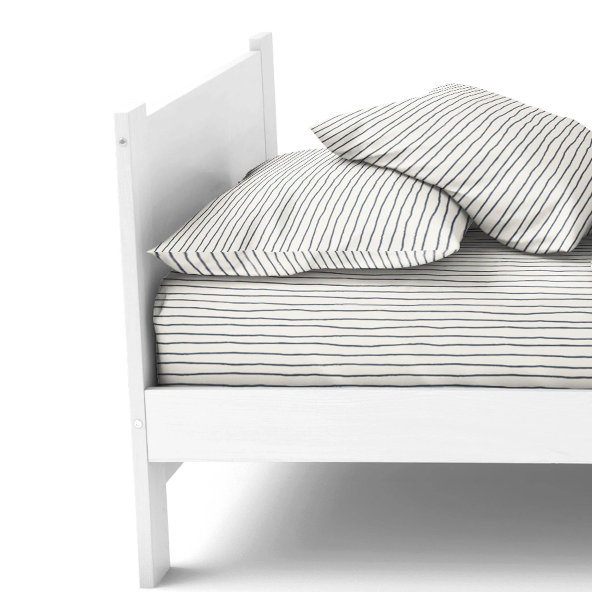 Organic Cotton Sheet Set - Navy Blue Stripes - Image 5