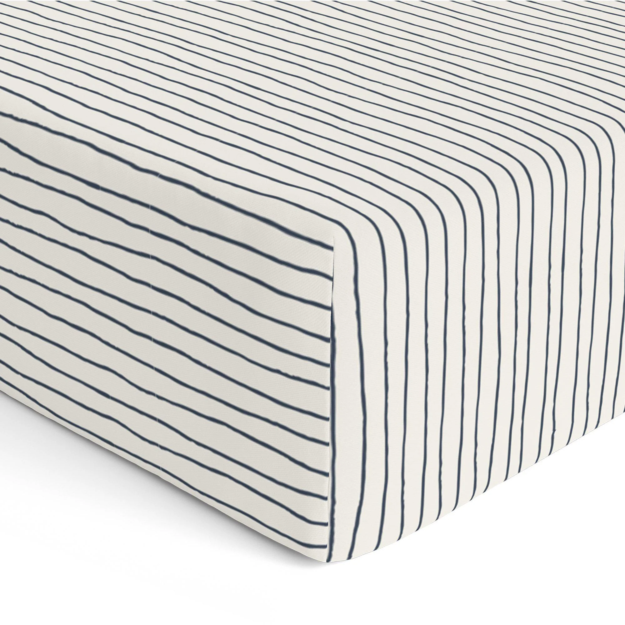 Organic Cotton Sheet Set - Navy Blue Stripes - Image 6